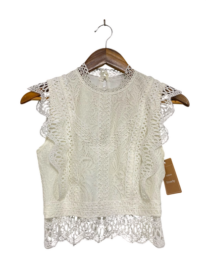 SHEIN |XS| BUST 14| A41| FRENCHY CREAM LACE CROPPED UTILITY TOP