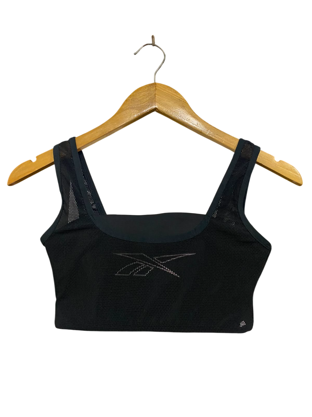 REEBOK |XS| BUST 12| A41| BLACK MESH ATHLETIC UTILITY CROP BRA TOP