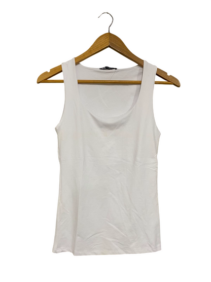 ZARA |S| BUST 13| A41| WHITE SCOOP-NECK BASIC UTILITY TANK