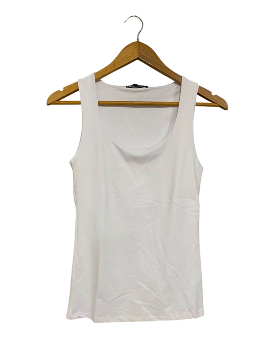 ZARA |S| BUST 13| A41| WHITE SCOOP-NECK BASIC UTILITY TANK