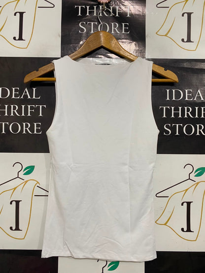 ZARA |S| BUST 13| A41| WHITE SCOOP-NECK BASIC UTILITY TANK