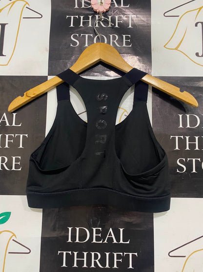 DKNY |S| BUST 13| A41| BLACK GLOSS LOGO ATHLETIC UTILITY SPORTS BRA