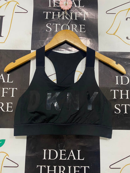 DKNY |S| BUST 13| A41| BLACK GLOSS LOGO ATHLETIC UTILITY SPORTS BRA