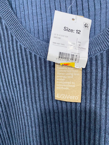 ANKO |S| BUST 13| A41| DUSTY BLUE RIBBED LONG-SLEEVE UTILITY TOP