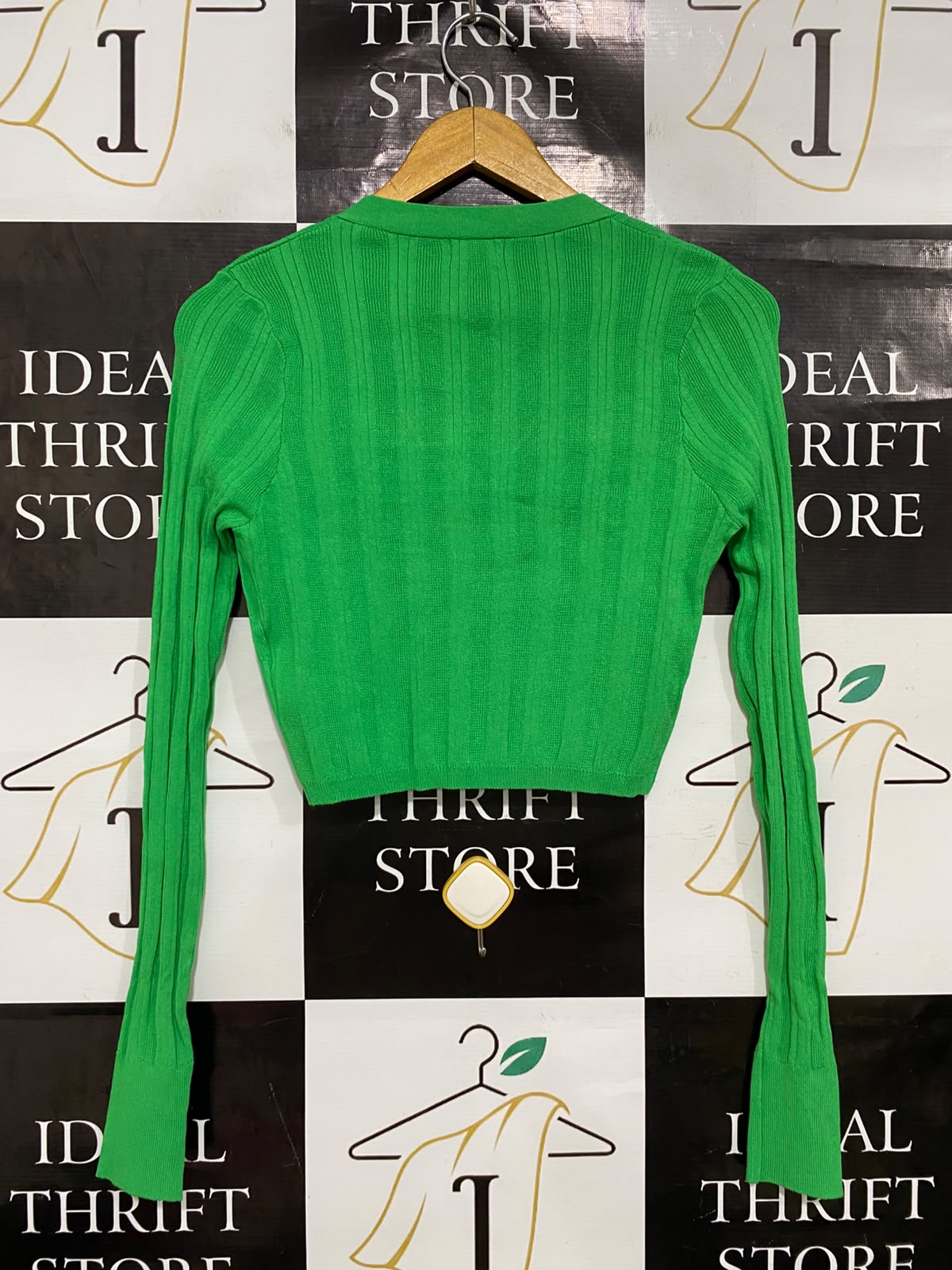 COTTON ON |M| BUST 15| A41| VIBRANT GREEN RIBBED BUTTON-UP UTILITY CARDIGAN