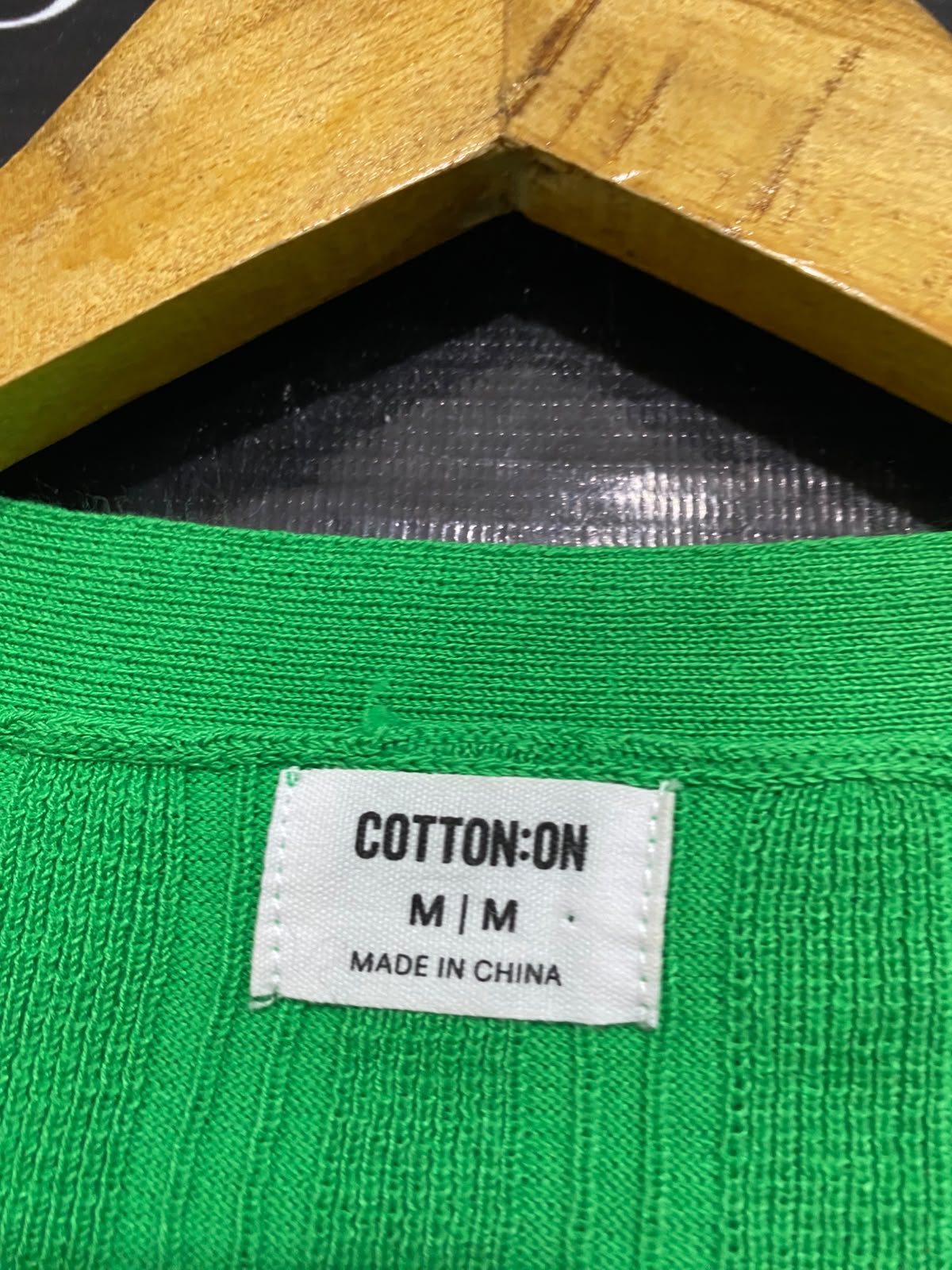 COTTON ON |M| BUST 15| A41| VIBRANT GREEN RIBBED BUTTON-UP UTILITY CARDIGAN