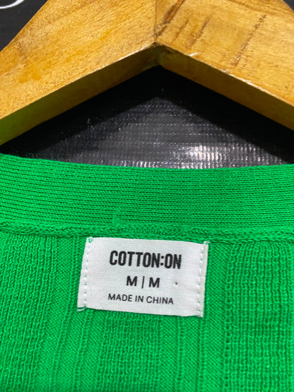 COTTON ON |M| BUST 15| A41| VIBRANT GREEN RIBBED BUTTON-UP UTILITY CARDIGAN