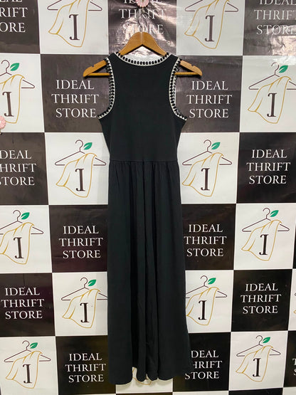 GEORGE |S| BUST 14| A41| BLACK POM-POM TRIM UTILITY MIDI DRESS
