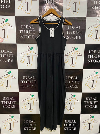 GEORGE |S| BUST 14| A41| BLACK POM-POM TRIM UTILITY MIDI DRESS