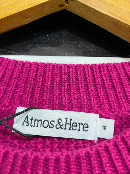 ATMOS & HERE |XL| BUST 24| A41| MAGENTA TEXTURED CREWNECK UTILITY KNIT SWEATER