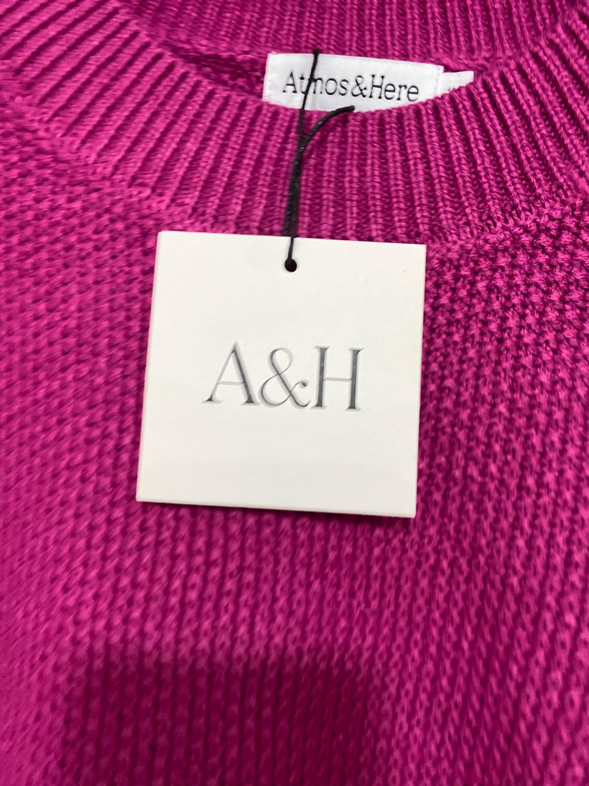 ATMOS & HERE |XL| BUST 24| A41| MAGENTA TEXTURED CREWNECK UTILITY KNIT SWEATER