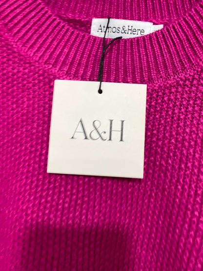 ATMOS & HERE |XL| BUST 24| A41| MAGENTA TEXTURED CREWNECK UTILITY KNIT SWEATER