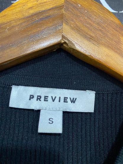 PREVIEW |S| BUST 14| A41| BLACK POLO COLLAR RIBBED BUTTON-UP UTILITY TOP