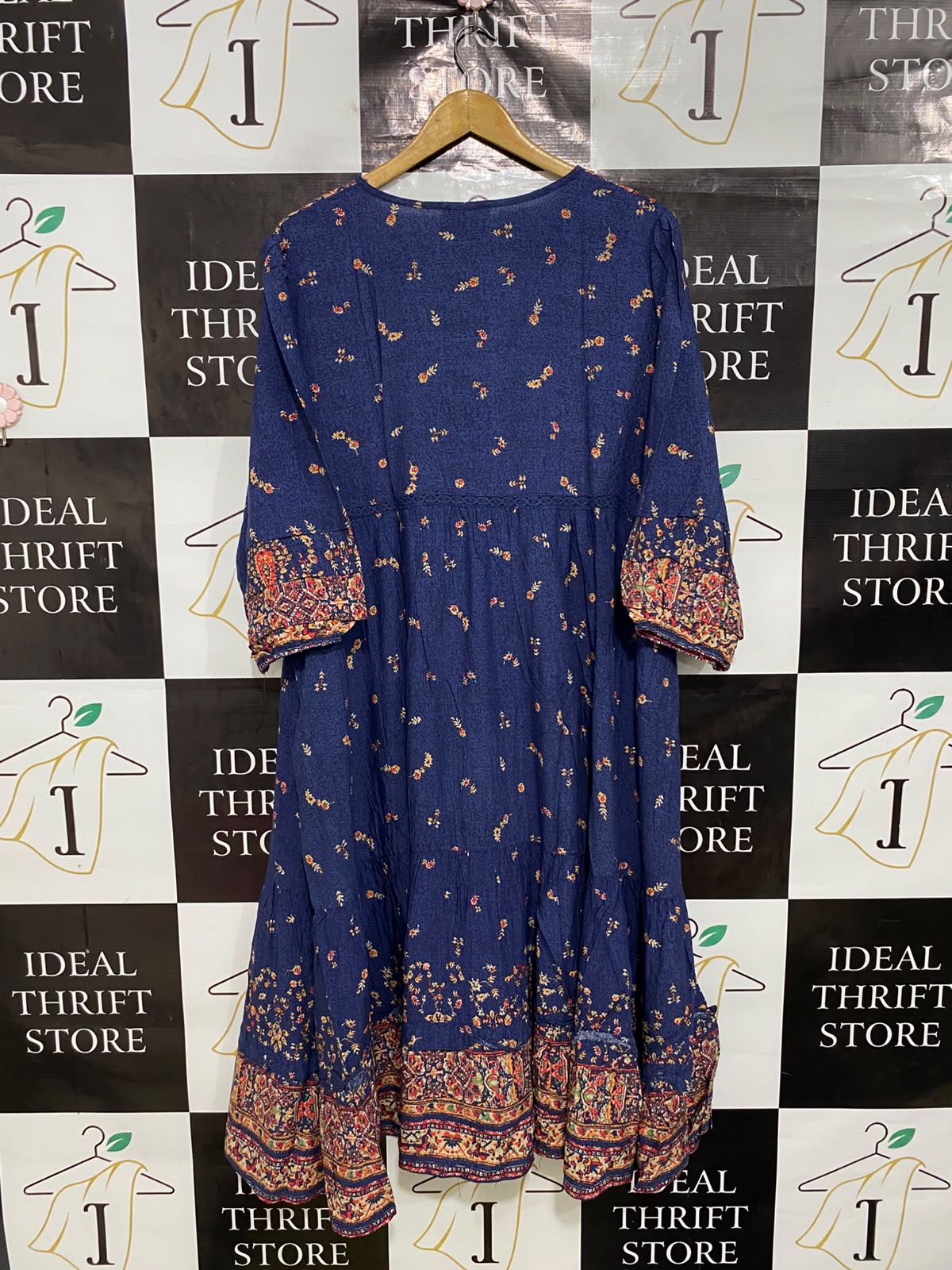 JAASE |L| BUST 22| A41| BLUE BOHEMIAN FLORAL PRINT UTILITY MIDI DRESS