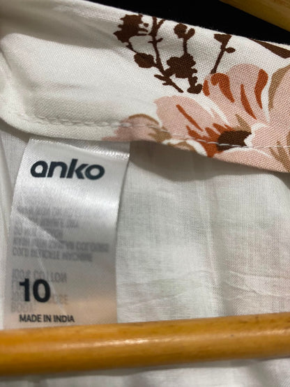 ANKO |S| BUST 15| A41| WHITE AND FLORAL BOTANICAL PRINT UTILITY MIDI DRESS
