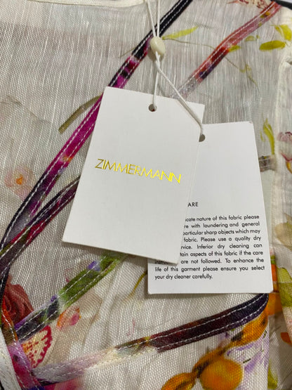 ZIMMERMANN |S| BUST 17| A41| MULTICOLOR FLORAL STRAPPY ORGANZA UTILITY MINI DRESS