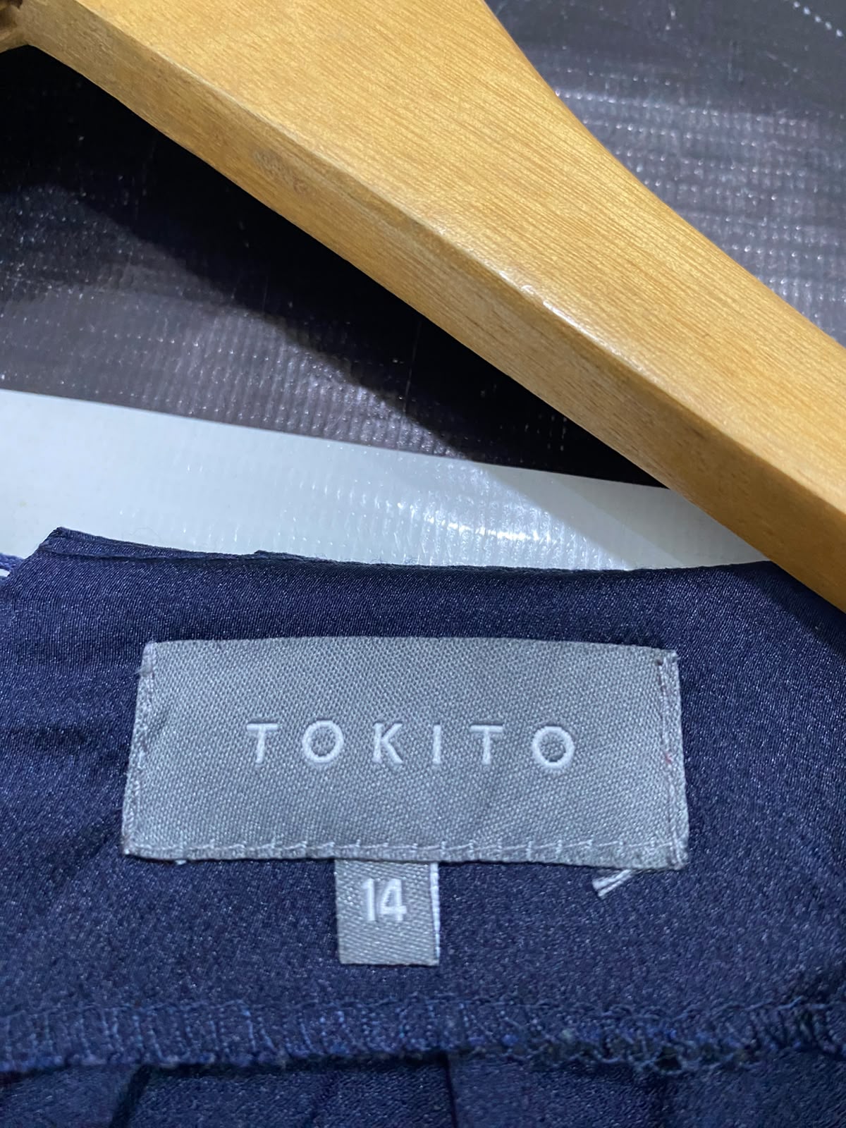TOKITO |M| BUST 18| A41| NAVY BLUE SATIN LONG-SLEEVE UTILITY MIDI DRESS