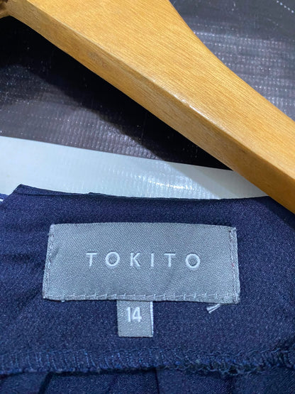 TOKITO |M| BUST 18| A41| NAVY BLUE SATIN LONG-SLEEVE UTILITY MIDI DRESS