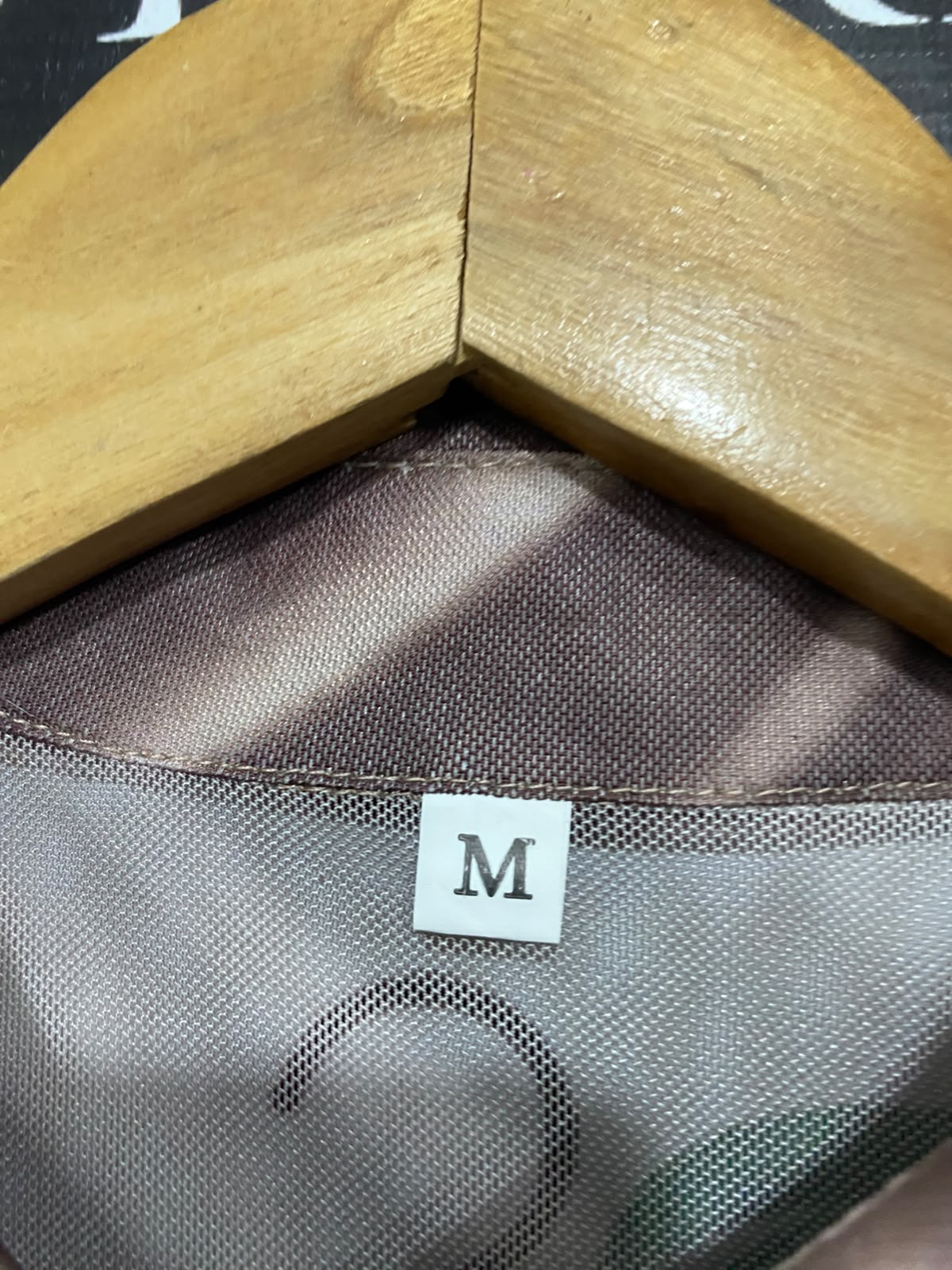 SHEIN |M| BUST 16| A40| BROWN STRIPED MESH BUTTON-UP UTILITY TOP