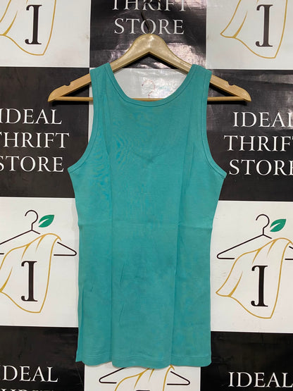 ESPRIT |S| BUST 14| A40| TEAL BLUE RIBBED COTTON UTILITY TANK TOP