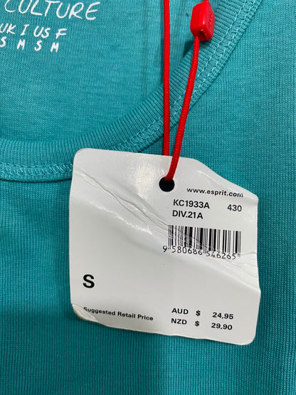 ESPRIT |S| BUST 14| A40| TEAL BLUE RIBBED COTTON UTILITY TANK TOP