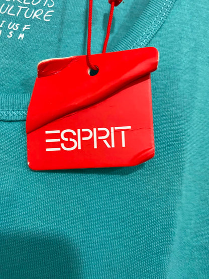 ESPRIT |S| BUST 14| A40| TEAL BLUE RIBBED COTTON UTILITY TANK TOP