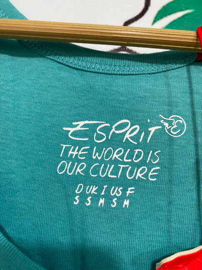 ESPRIT |S| BUST 14| A40| TEAL BLUE RIBBED COTTON UTILITY TANK TOP