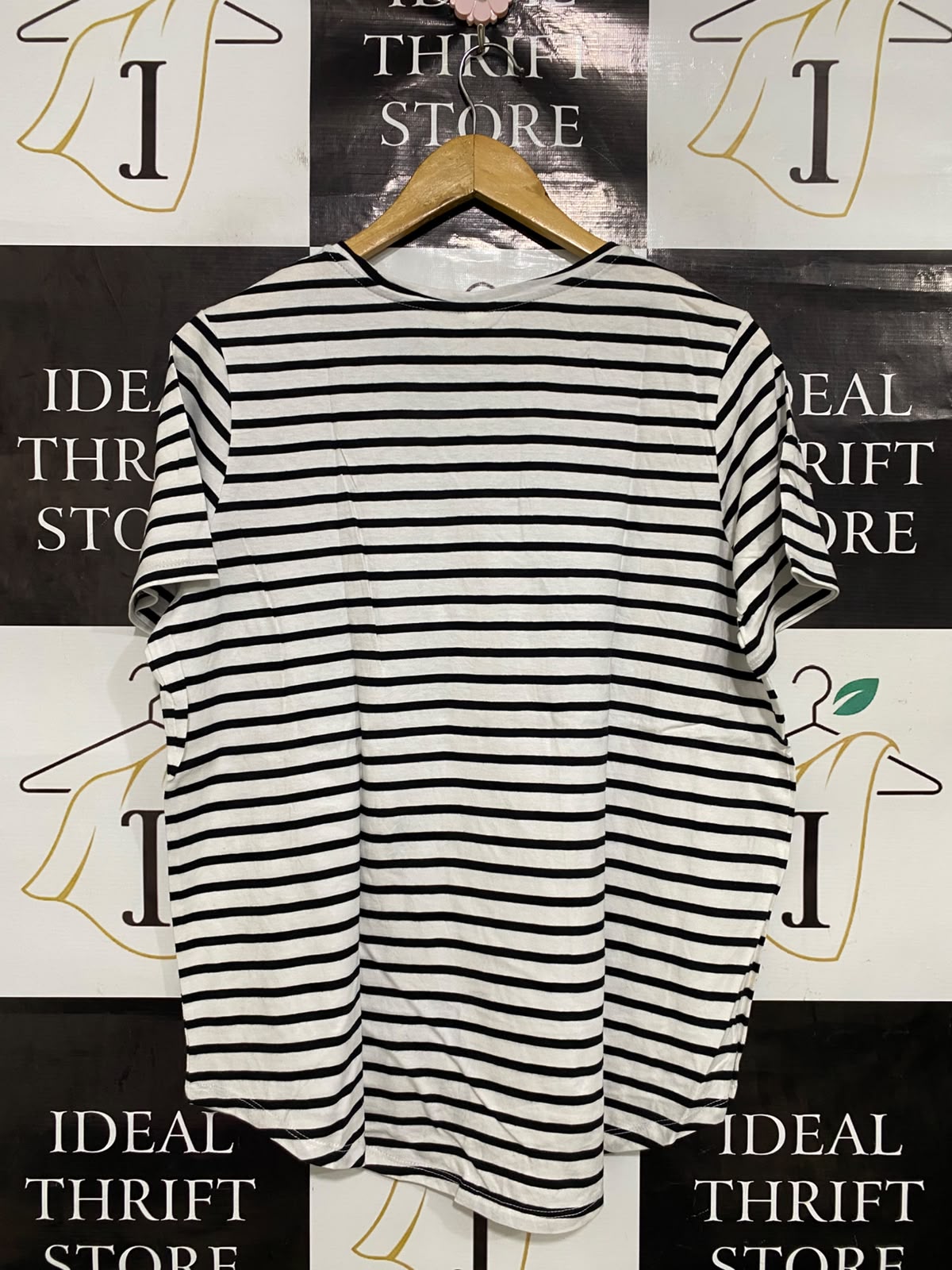 ANKO |L| BUST 21| A40| BLACK AND WHITE STRIPED TENCEL UTILITY T-SHIRT