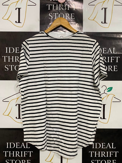 ANKO |L| BUST 21| A40| BLACK AND WHITE STRIPED TENCEL UTILITY T-SHIRT