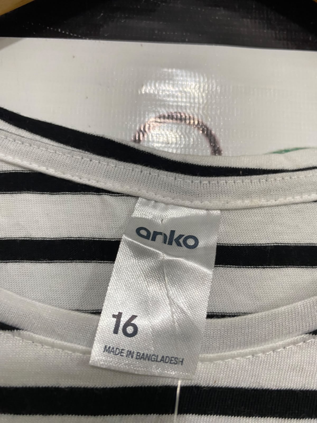 ANKO |L| BUST 21| A40| BLACK AND WHITE STRIPED TENCEL UTILITY T-SHIRT