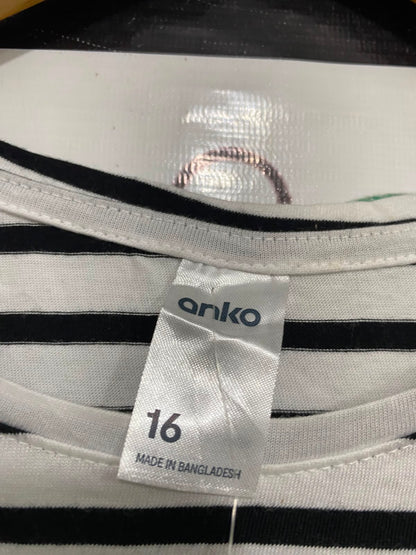 ANKO |L| BUST 21| A40| BLACK AND WHITE STRIPED TENCEL UTILITY T-SHIRT