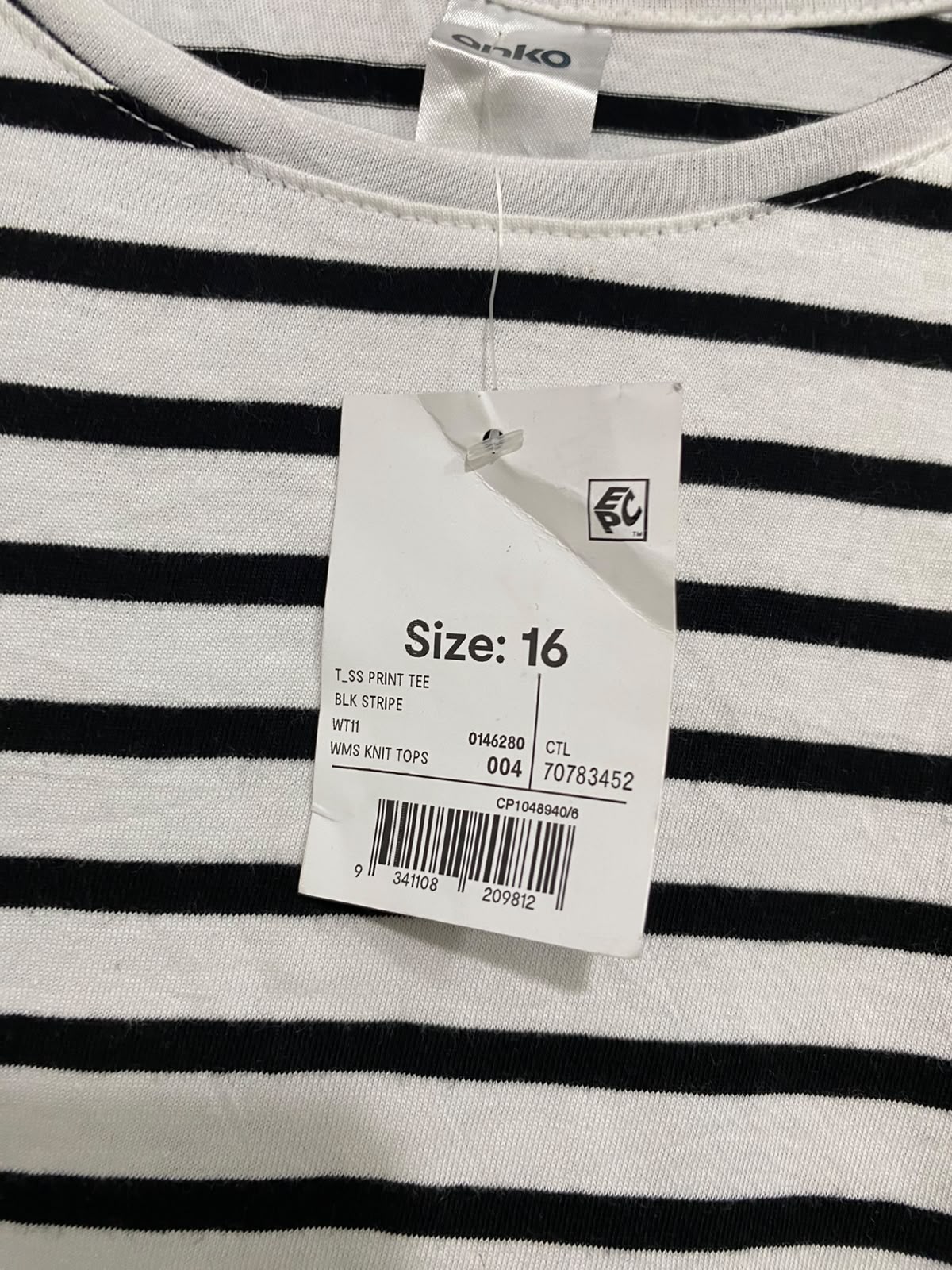 ANKO |L| BUST 21| A40| BLACK AND WHITE STRIPED TENCEL UTILITY T-SHIRT