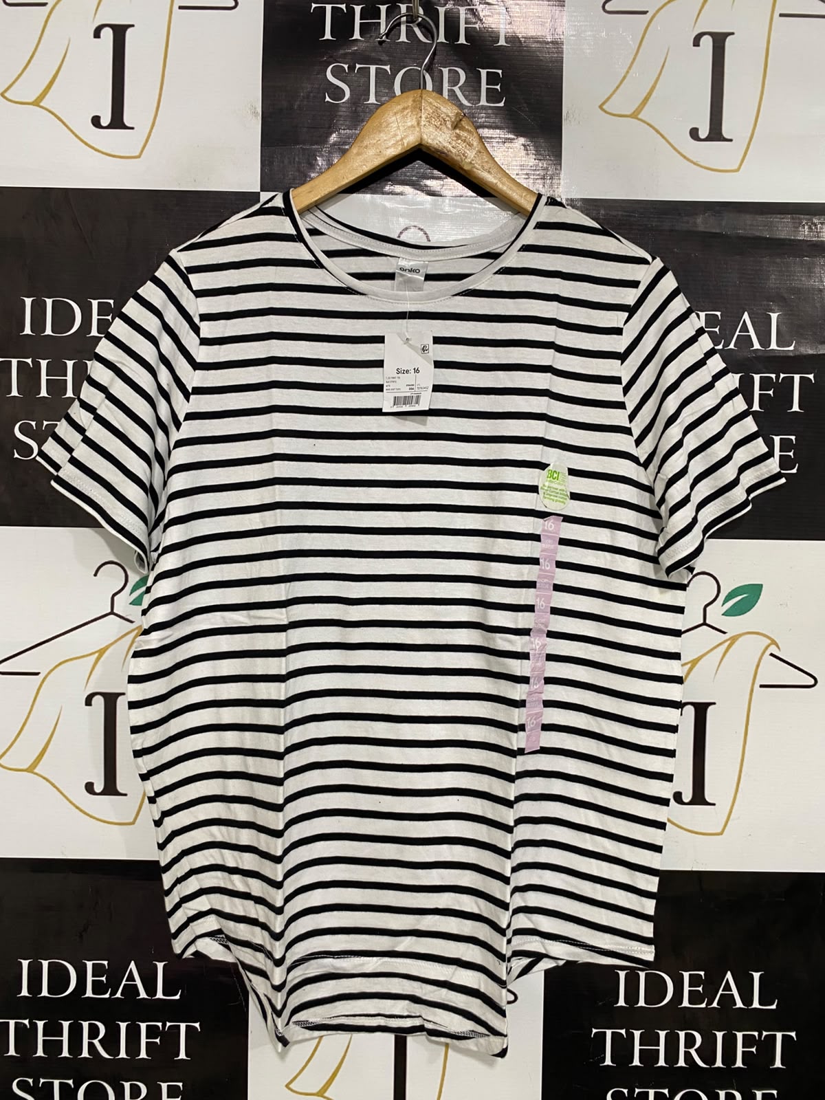 ANKO |L| BUST 21| A40| BLACK AND WHITE STRIPED TENCEL UTILITY T-SHIRT