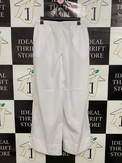 ANKO |M| WAIST 28| A40| WHITE STRIPED WIDE-LEG DRAWSTRING UTILITY TROUSERS