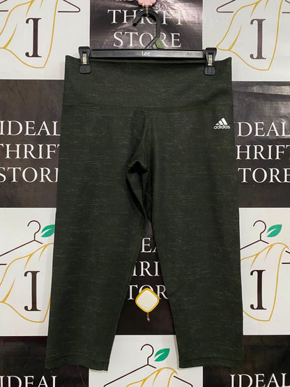 ADIDAS |M| WAIST 28| A40| OLIVE GREEN HEATHERED PERFORMANCE CROPPED LEGGINGS