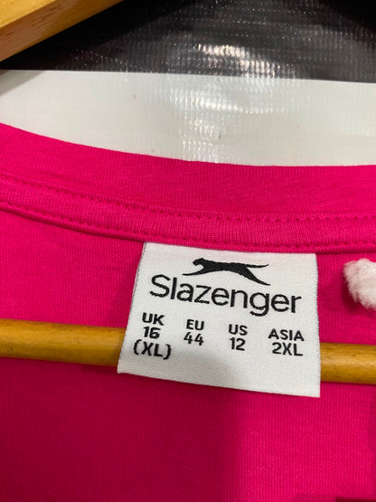 SLAZENGER |XL| BUST 21| A40| MAGENTA V-NECK ATHLETIC UTILITY T-SHIRT