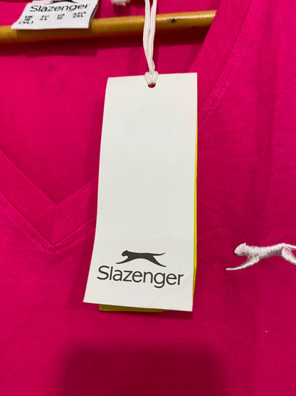 SLAZENGER |XL| BUST 21| A40| MAGENTA V-NECK ATHLETIC UTILITY T-SHIRT