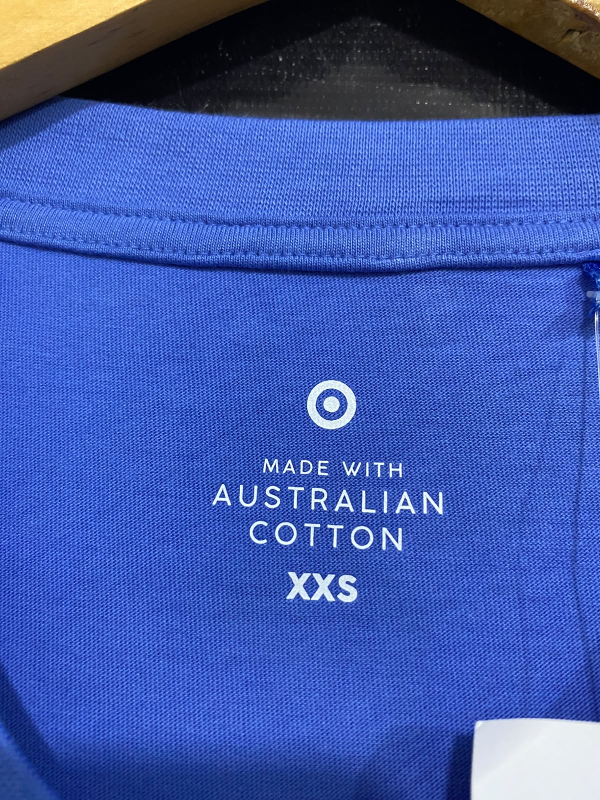 TARGET WOMAN |XS| BUST 18| A40| BLUE "IL SOLE LA LUNA" GRAPHIC UTILITY T-SHIRT