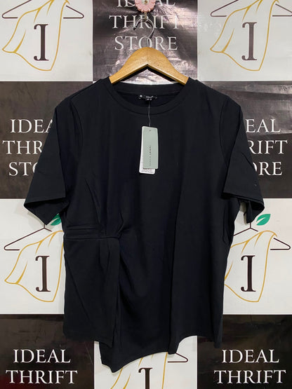 TARGET WOMAN |XL| BUST 28| A40| BLACK ASYMMETRIC GATHERED UTILITY T-SHIRT