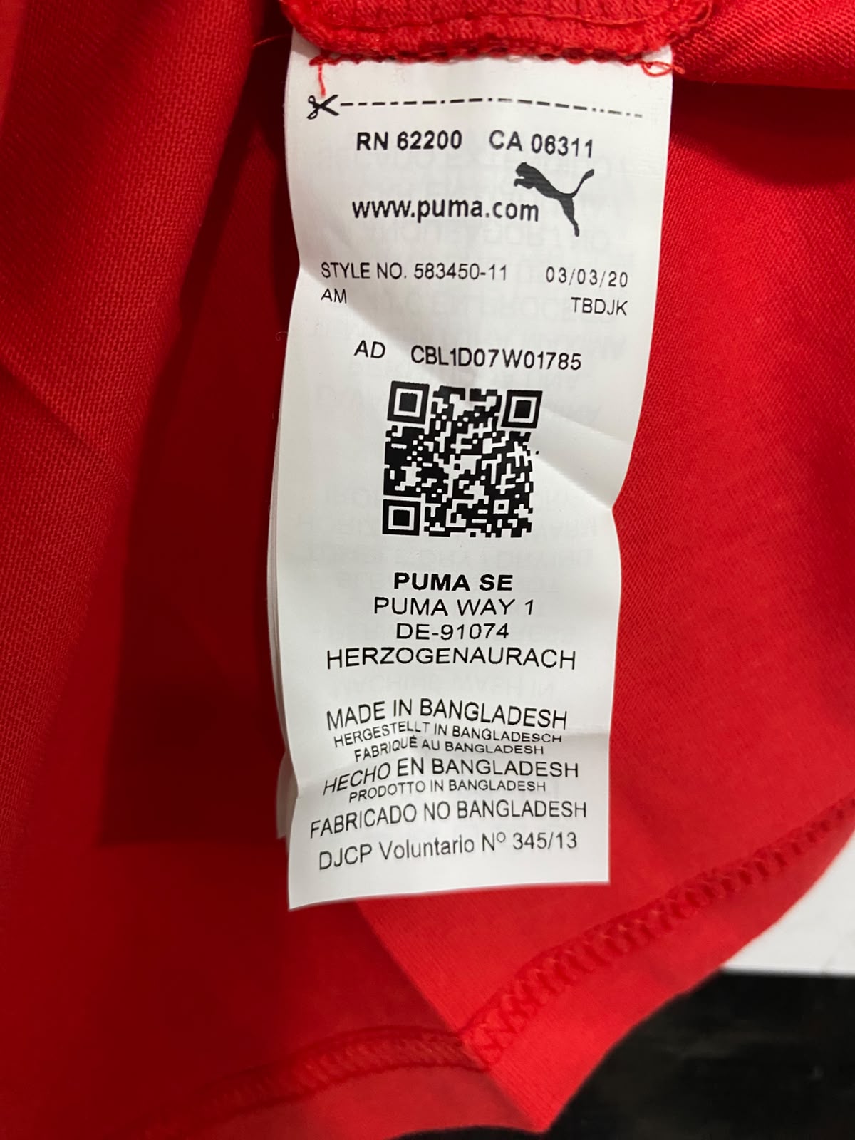 PUMA |M| BUST 20| A40| RED SPORTSWEAR LOGO UTILITY T-SHIRT