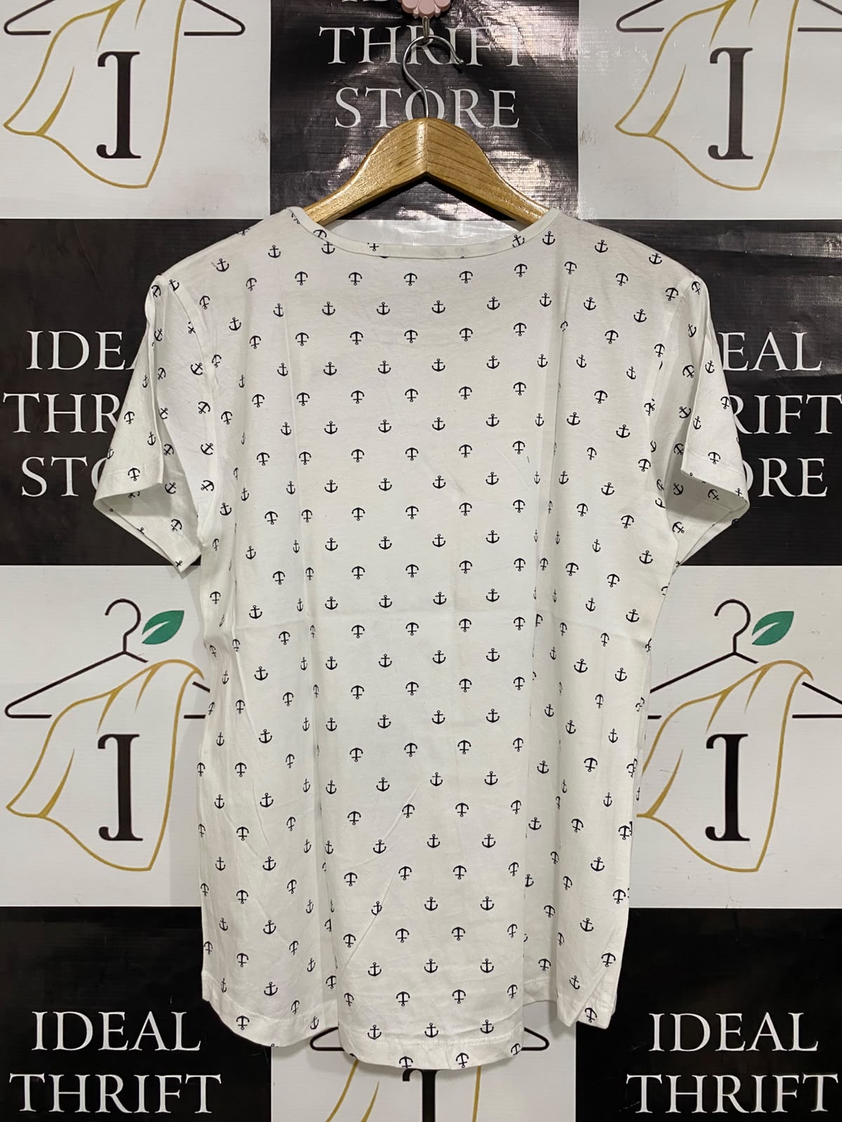 KHOKO |S| BUST 19| A40| WHITE ANCHOR PRINT UTILITY T-SHIRT