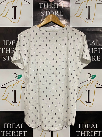 KHOKO |S| BUST 19| A40| WHITE ANCHOR PRINT UTILITY T-SHIRT