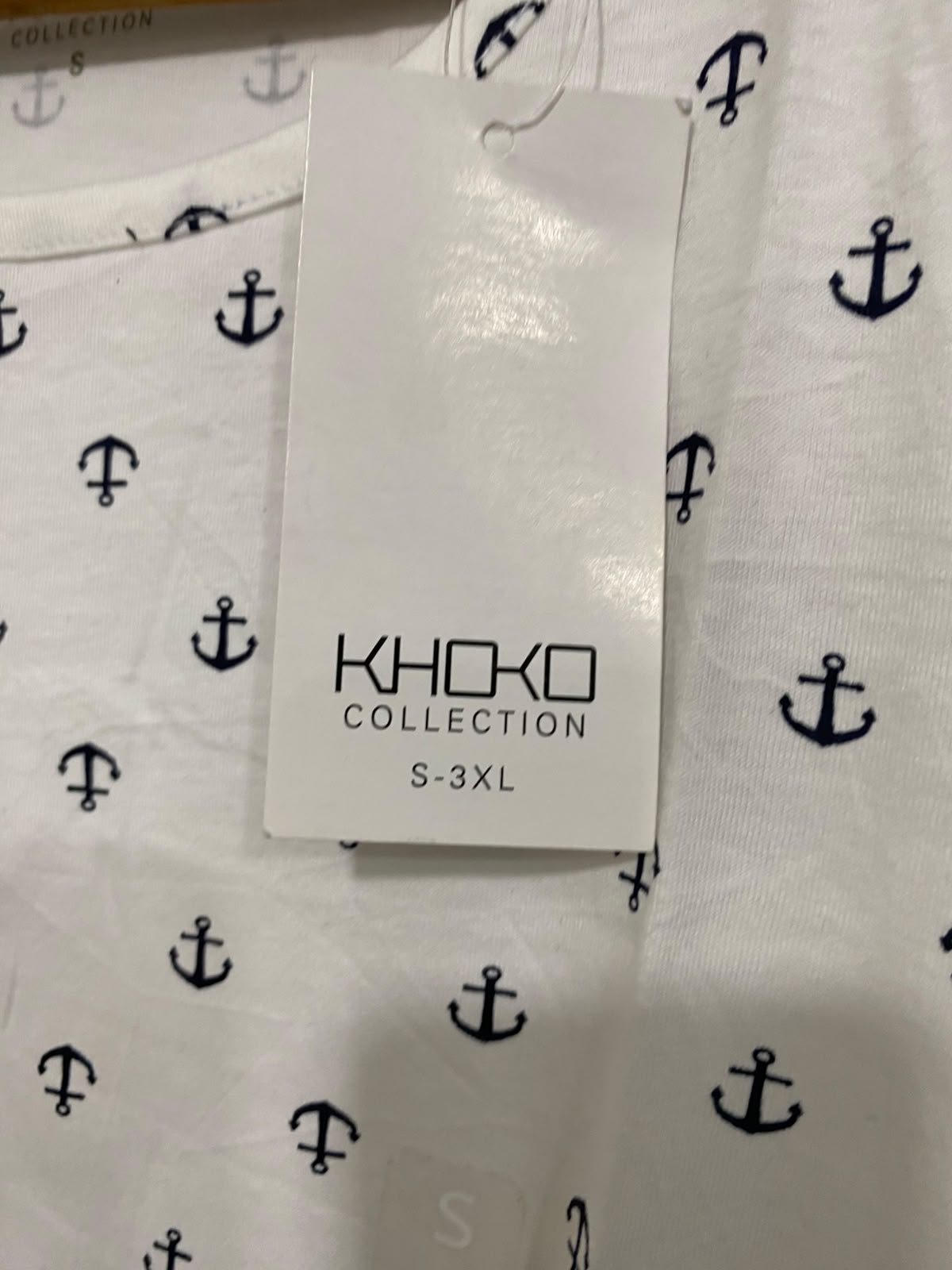 KHOKO |S| BUST 19| A40| WHITE ANCHOR PRINT UTILITY T-SHIRT