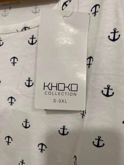 KHOKO |S| BUST 19| A40| WHITE ANCHOR PRINT UTILITY T-SHIRT