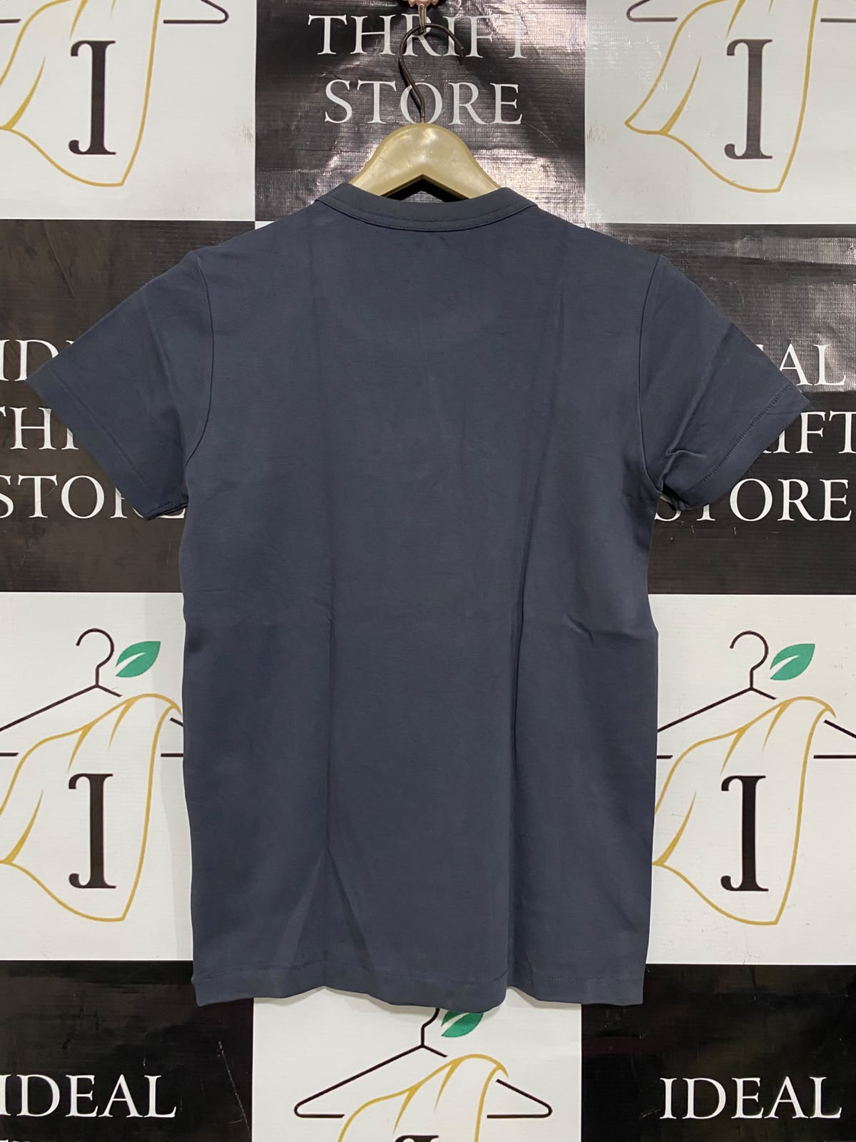 UNIQLO |XS| BUST 16| A40| SLATE BLUE RIBBED CREWNECK UTILITY T-SHIRT