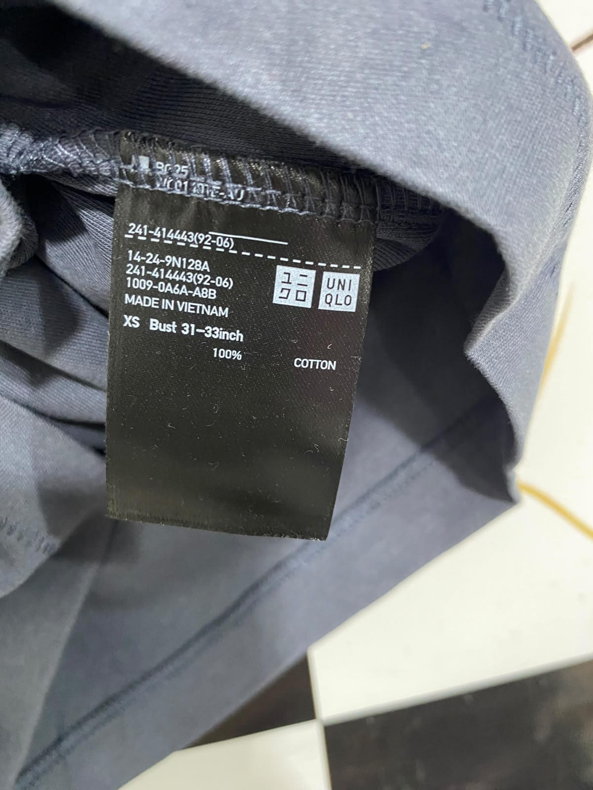 UNIQLO |XS| BUST 16| A40| SLATE BLUE RIBBED CREWNECK UTILITY T-SHIRT