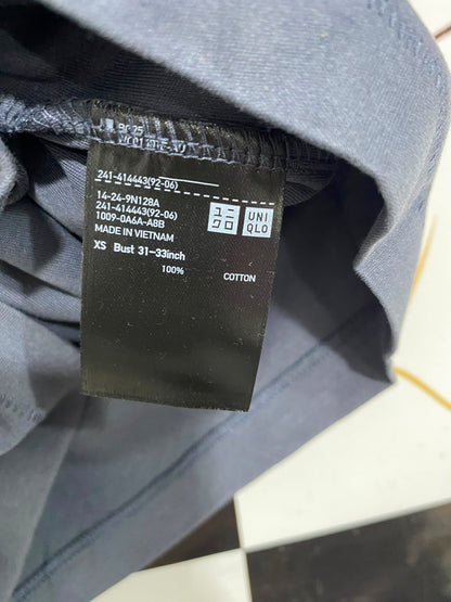 UNIQLO |XS| BUST 16| A40| SLATE BLUE RIBBED CREWNECK UTILITY T-SHIRT