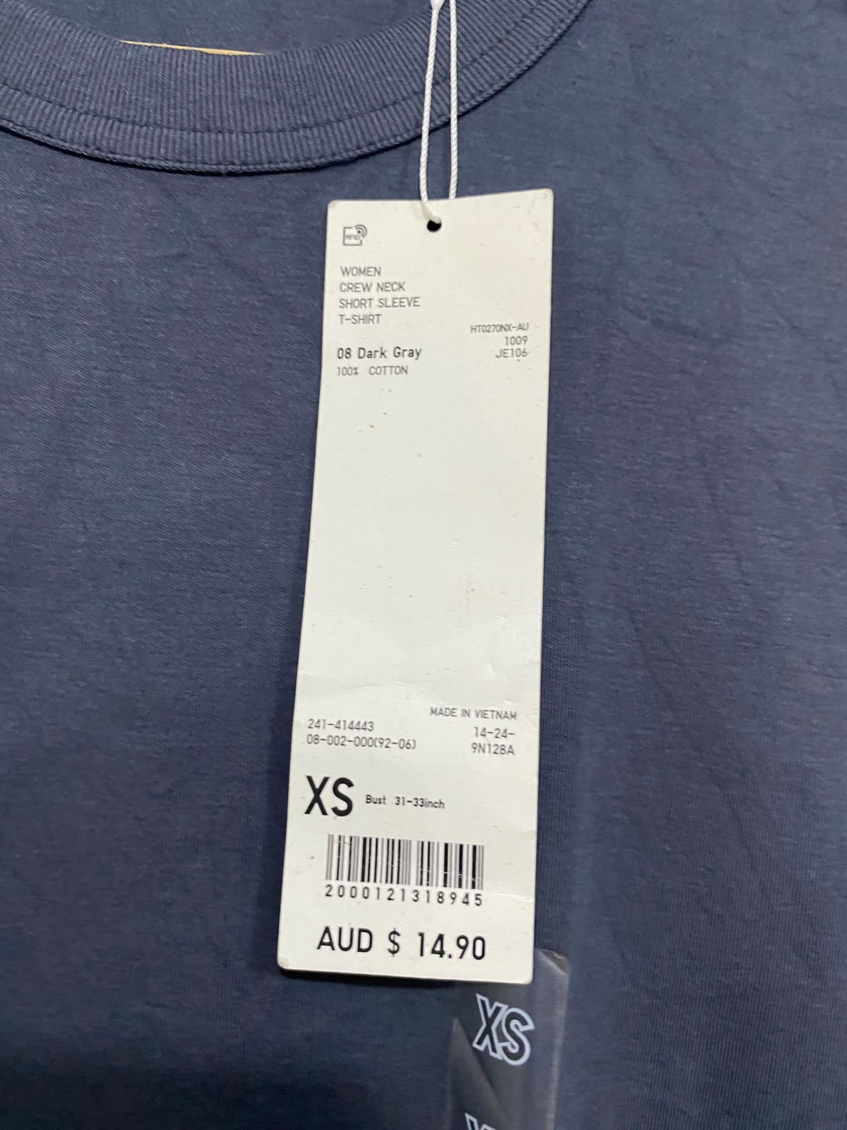 UNIQLO |XS| BUST 16| A40| SLATE BLUE RIBBED CREWNECK UTILITY T-SHIRT