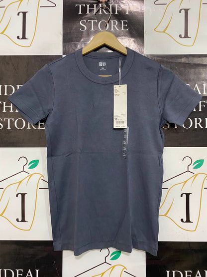 UNIQLO |XS| BUST 16| A40| SLATE BLUE RIBBED CREWNECK UTILITY T-SHIRT
