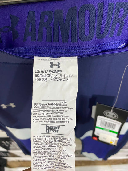 UNDER ARMOUR |L| WAIST 28| A40| NAVY AND BLUE COLOUR-BLOCK PERFORMANCE UTILITY LEGGINGS